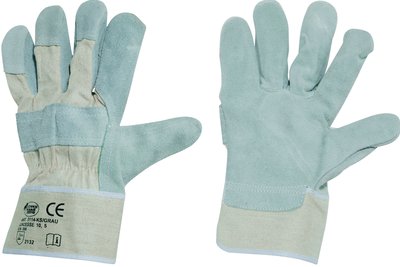 Handschuhe RIND SPALTLEDER grau mit Stulpe Gr.10